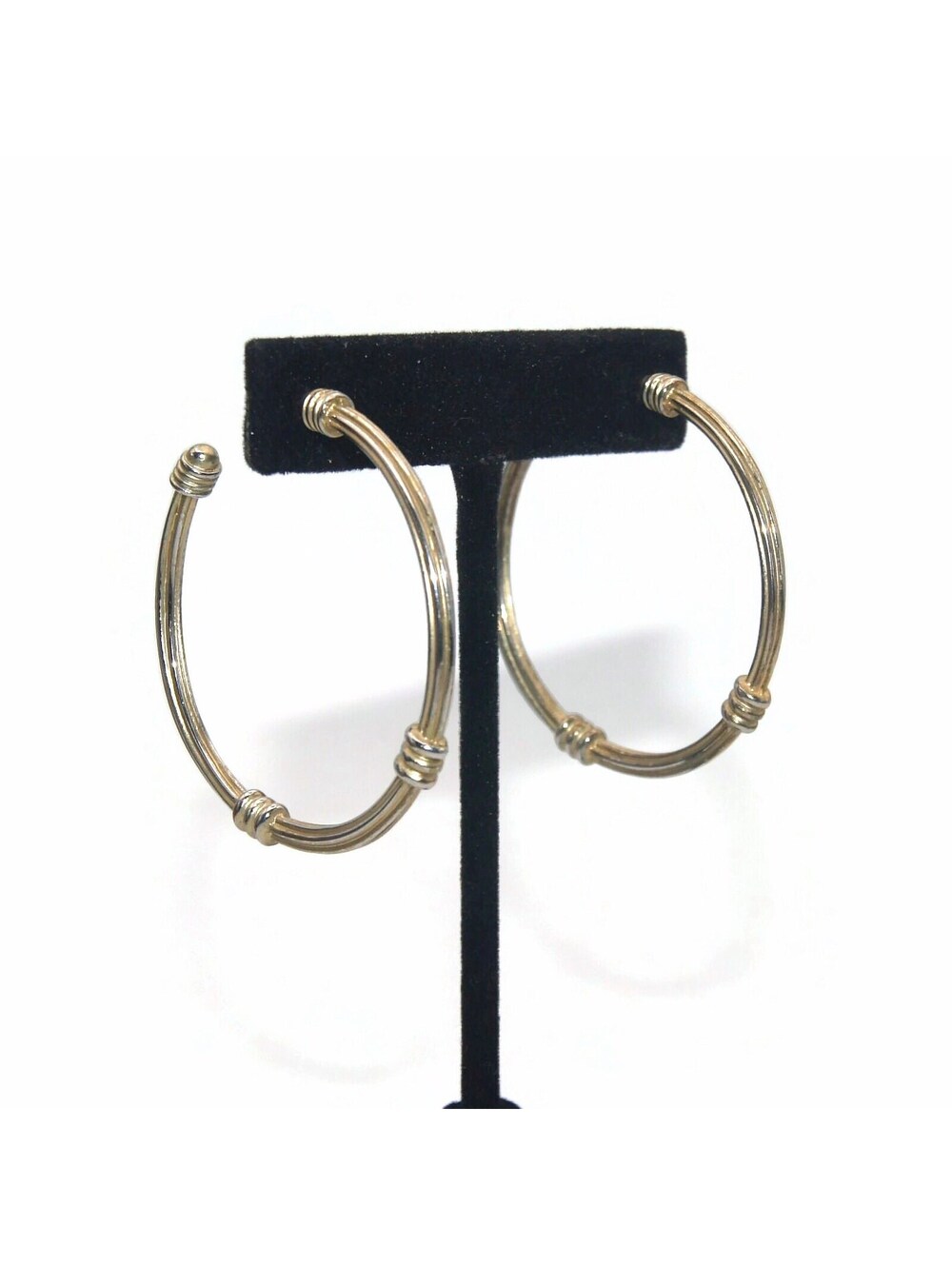 Vintage Gold Tone Hoop Earrings with Post Backs for Pierced Ears.